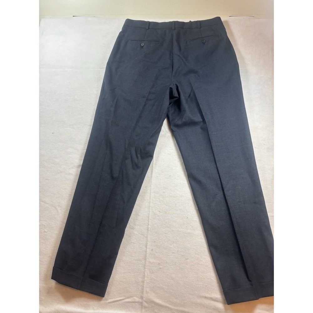 Lands End‎ Mens 100% Wool Dress Pants Trousers Slacks 34x32 Navy Pleated Cuffed - Picture 7 of 9